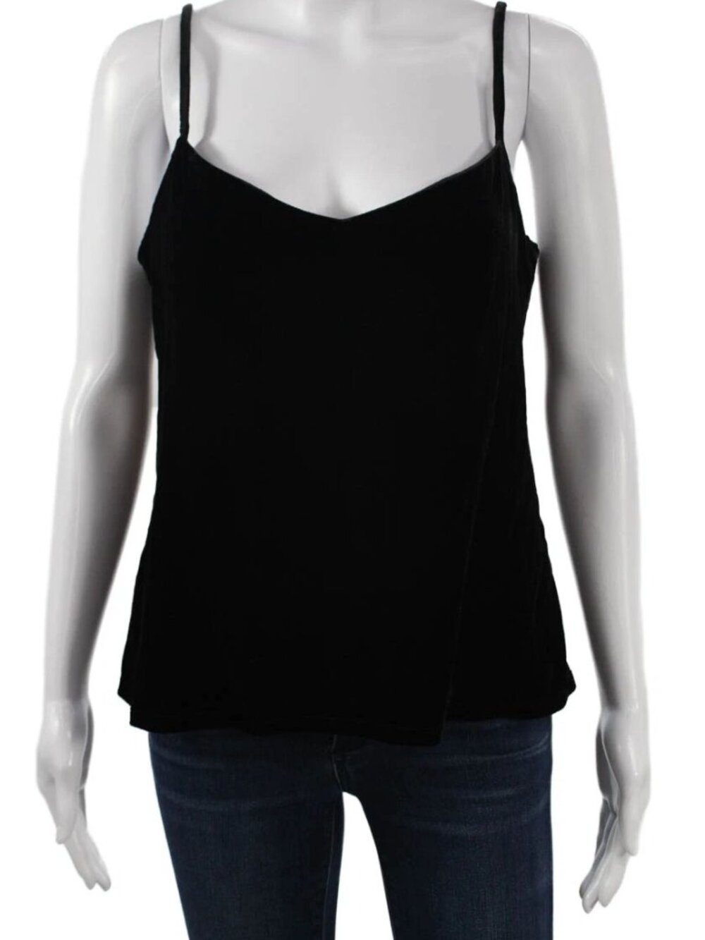 NWT $138 Eileen Fisher Black Camisole w Self-Bra M Stretch Velvet Cami, MachWash